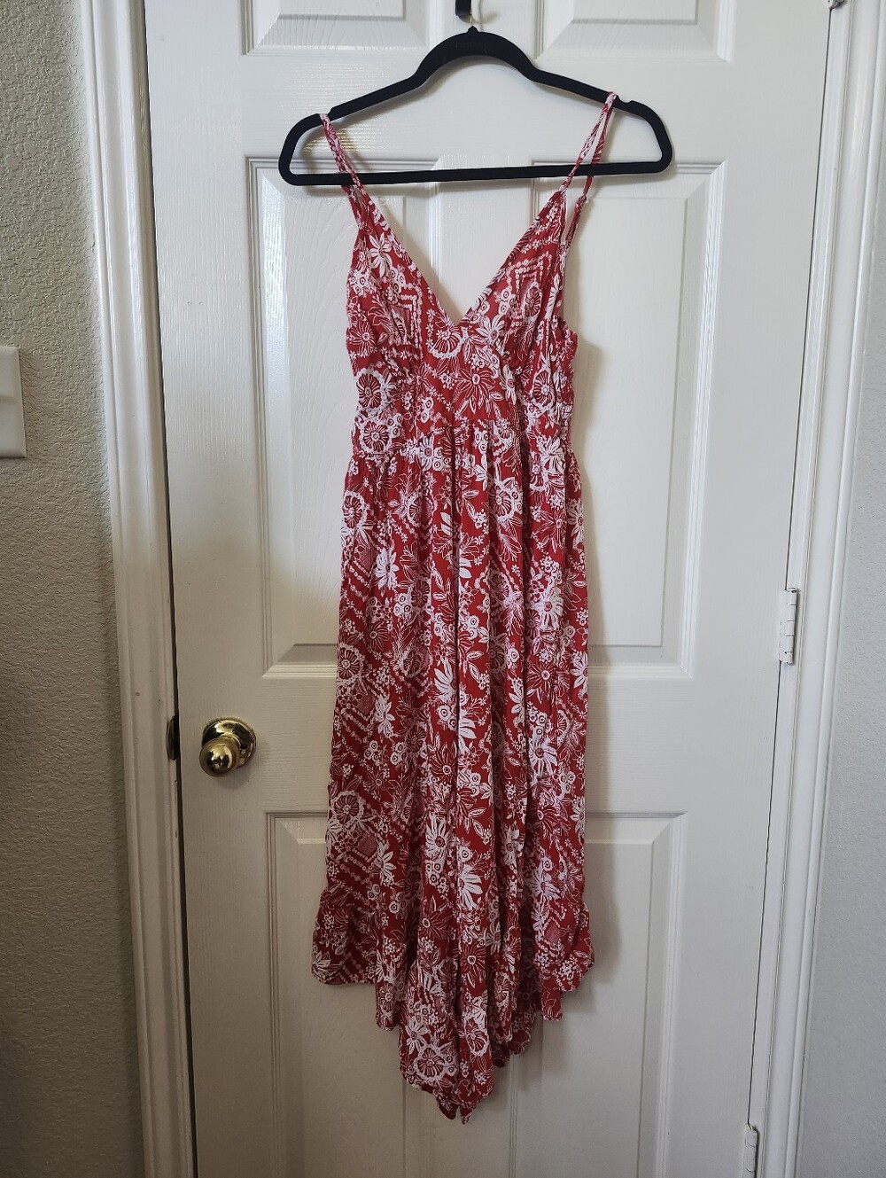 Angie Red Tropical Wide Leg Jumpsuit Print M